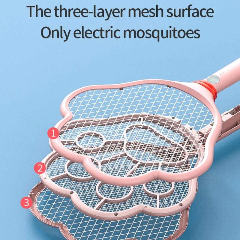

3-Layer USB Rechargeable Electric Fly Mosquito Killer Swatter for Home Outdoor