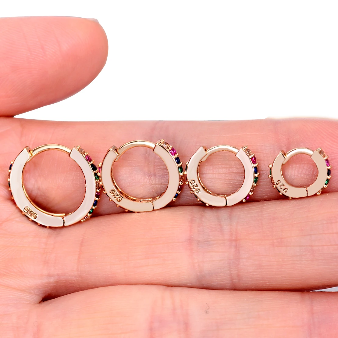 Золотой цвет радуги обручальные серьги маленькие девочки крошечные Сережка Huggie