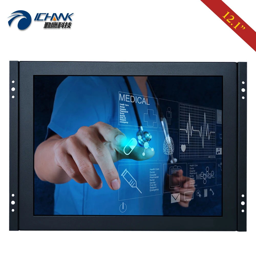 

12.1" inch PC Monitor with 1024x768 Projected Multi-point Capacitive Touch Screen HDMI-in USB Embedded Open Frame ZK120TC-592D