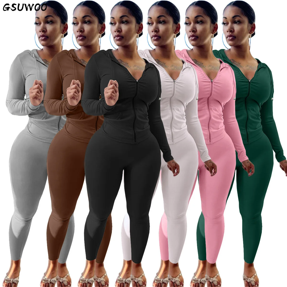 Женский спортивный костюм GSUWOO осенний повседневная куртка с длинным рукавом