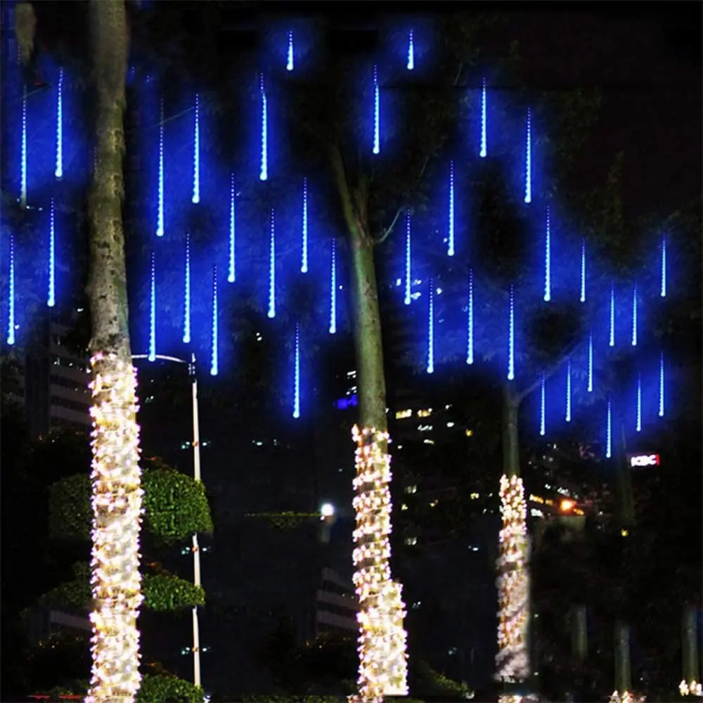 Falling Rain Light Meteor Shower Lamps Christmas Light 30cm 8 Tube Icicle String Light For Xmas Trees Halloween Holiday Wedding
