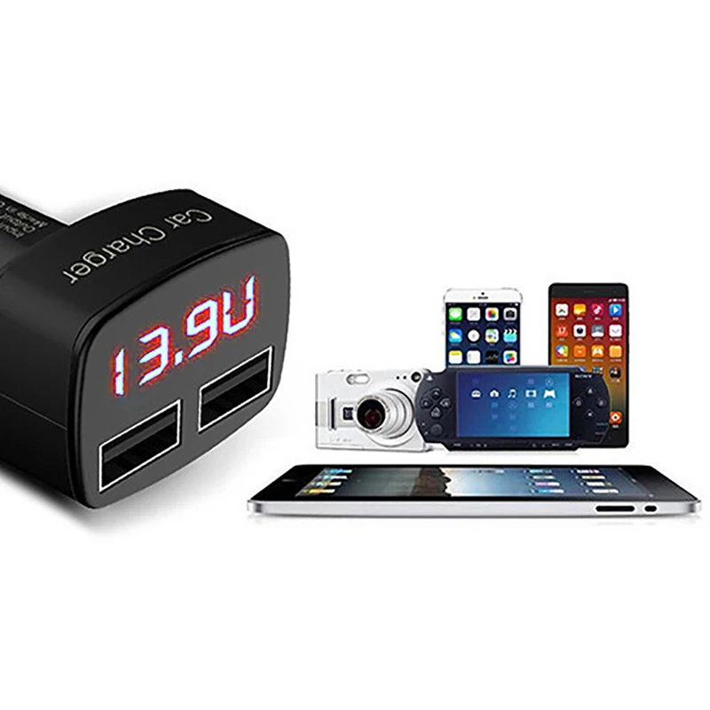 4 в 1 Dual USB интеллигентая (ый) автомобиль Зарядное устройство быстрой DC 5V 3.1A
