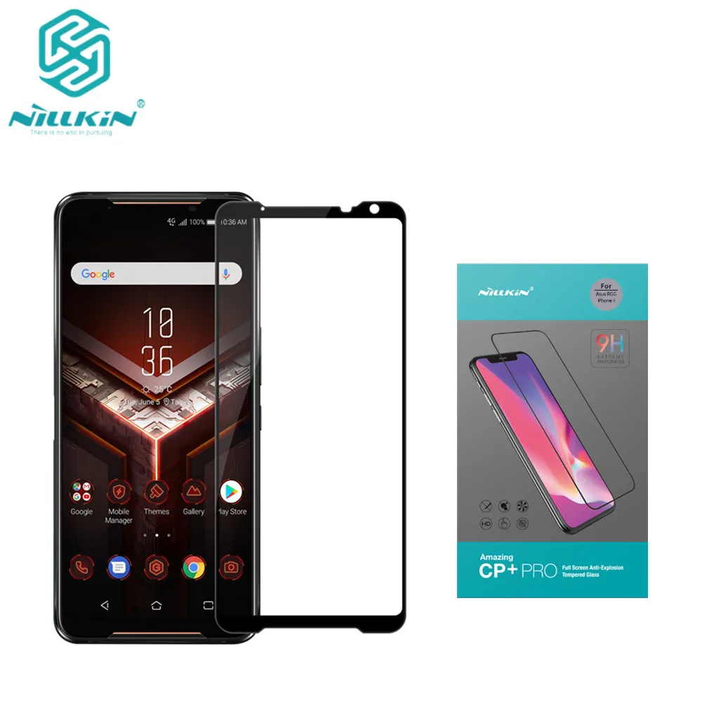 Для Asus ROG Phone II CP+ PRO Полное покрытие из закаленного стекла 9H 2.5D изогнутая Защитная пленка для экрана NILLKIN Amazing Nanometer пленка