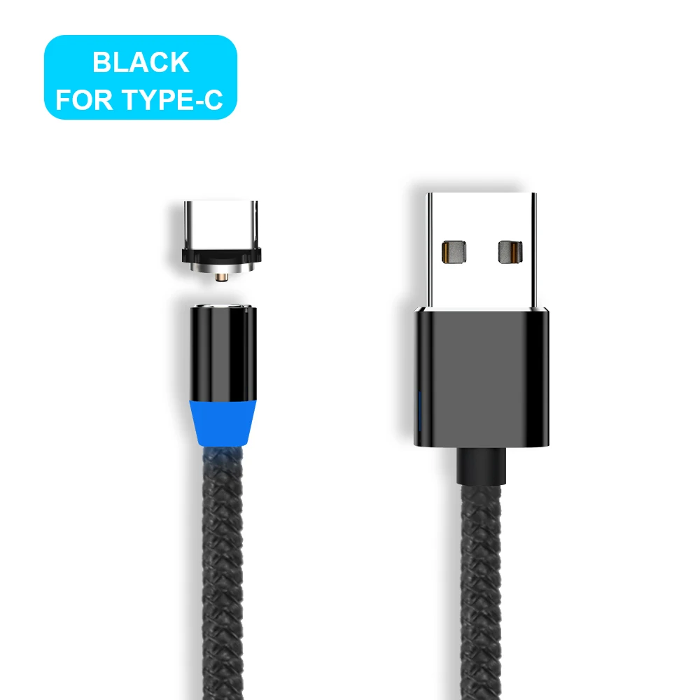 Black for Type C Магнитный кабель Vanniso Micro USB с нейлоновой оплеткой, кабели для мобильных телефонов samsung s8, Xiaomi mi9, USB C, Microusb, светодиодный, магнитный, зарядное устройство - Цвет: Black for Type C