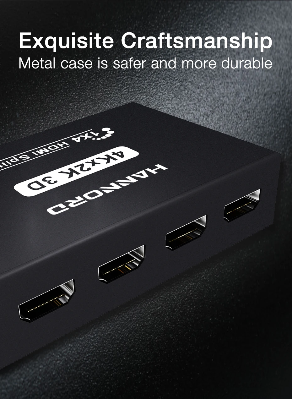 Hannord HDMI разветвитель 4K Full Ultra HD 1080P видео HDMI коммутатор 1x4 адаптер HDMI коммутатор для HD tv DVD PS3 Xbox tv коробка
