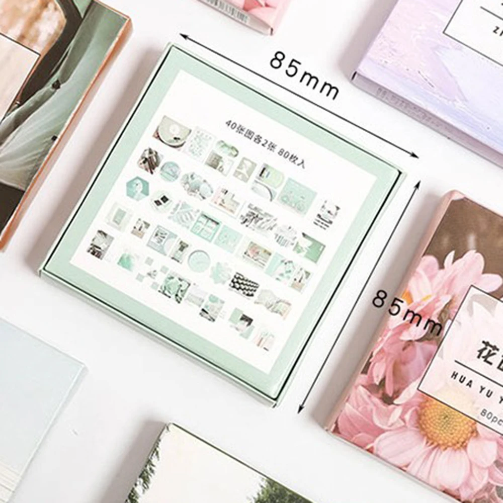 

80 Sheet Boxed Cute Sticker Kawaii Pattern Scrapbooking Paper Stick Label DIY Diary Deco Material Stickers Flake