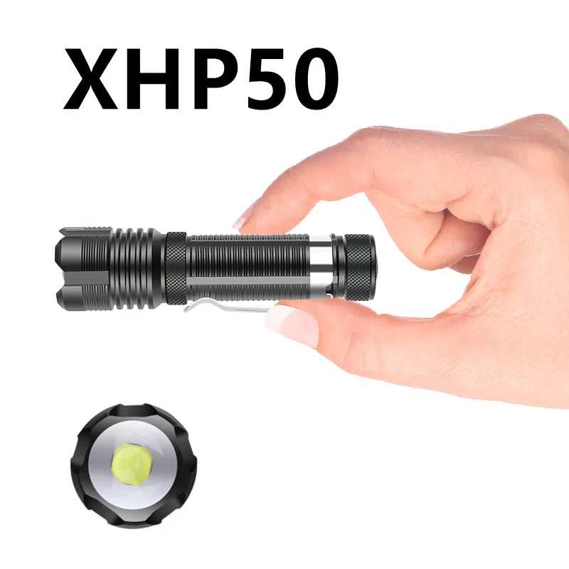 

2022 XHP50 Mini LED Flashlight ZOOM 7W NEW XPE 2000LM Waterproof Lanterna LED Zoomable Torch AA Battery Powerful Led For Hunting