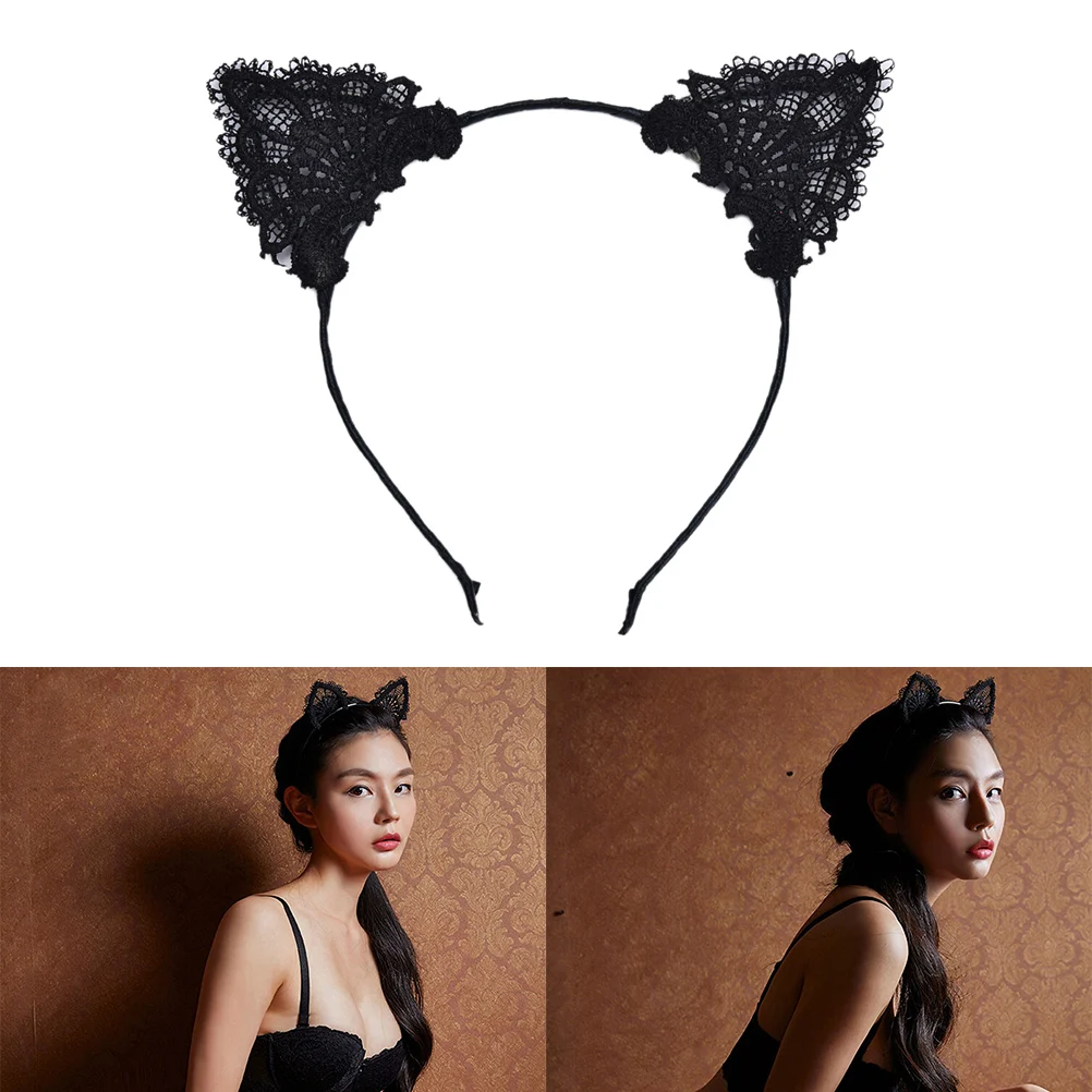 

Lady Girls Cute Kitten Costume Ear Lace Hairbands Fashion Headbands Headwear Hair Head Band Accessories For Party&Display Hot
