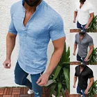 Мужская повседневная хлопковая льняная футболка 35 #, свободные топы, футболка с коротким рукавом, рубашки высокого качества, летняя мужская одежда Ovesized, футболка