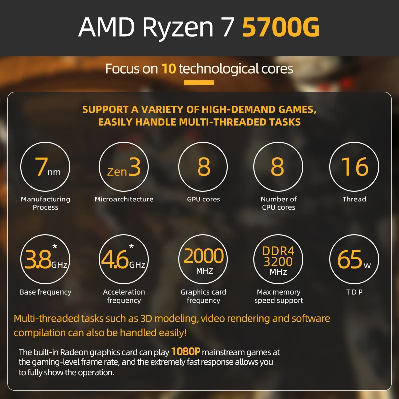 Процессор AMD Ryzen 7 для настольных ПК 5700 ГГц 8 ядер 16 потоков 65 Вт | Компьютеры и офис