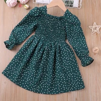 keaiyouhuo 2022 spring autumn dress for girls long sleeve dots a line skirt soild color princess dress children clothes 1 6 year
