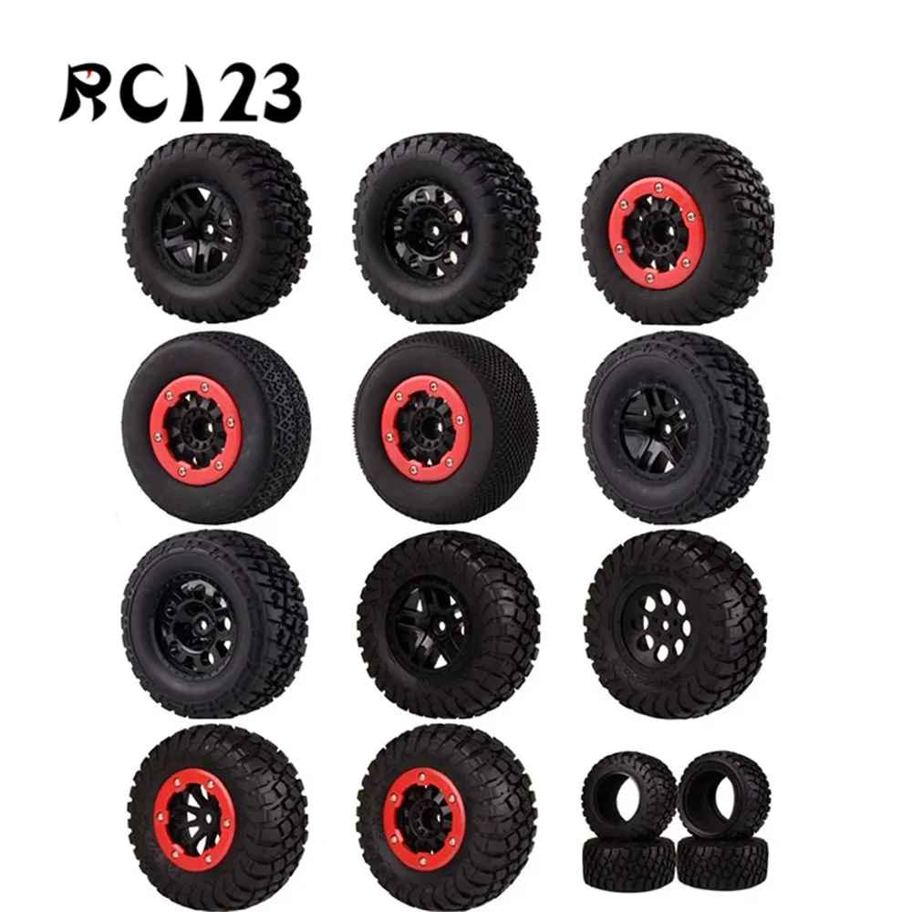 1:10 4PCS Short Course Truck 108-110MM Tire & Bead-Lock Wheel Rims Hub 12MM HEX 1:10 FOR TRAXXAS SLASH VKAR 10SC HPI NEW ENRON