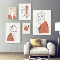 nordic cool girl lines poster vintage minimalist wall art canvas painting wall picture for home living room cuadros decoration