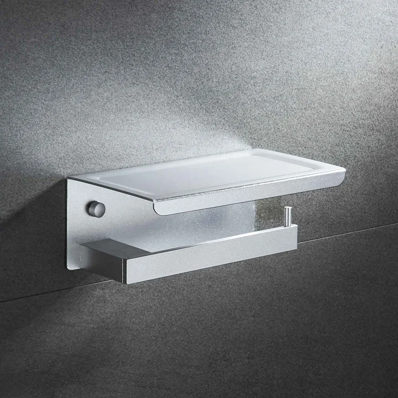 

Cell Phone Paper Towel Holder Space Aluminum Toilet Paper Holder Toilet Punch-Free Roll Paper Holder Bathroom