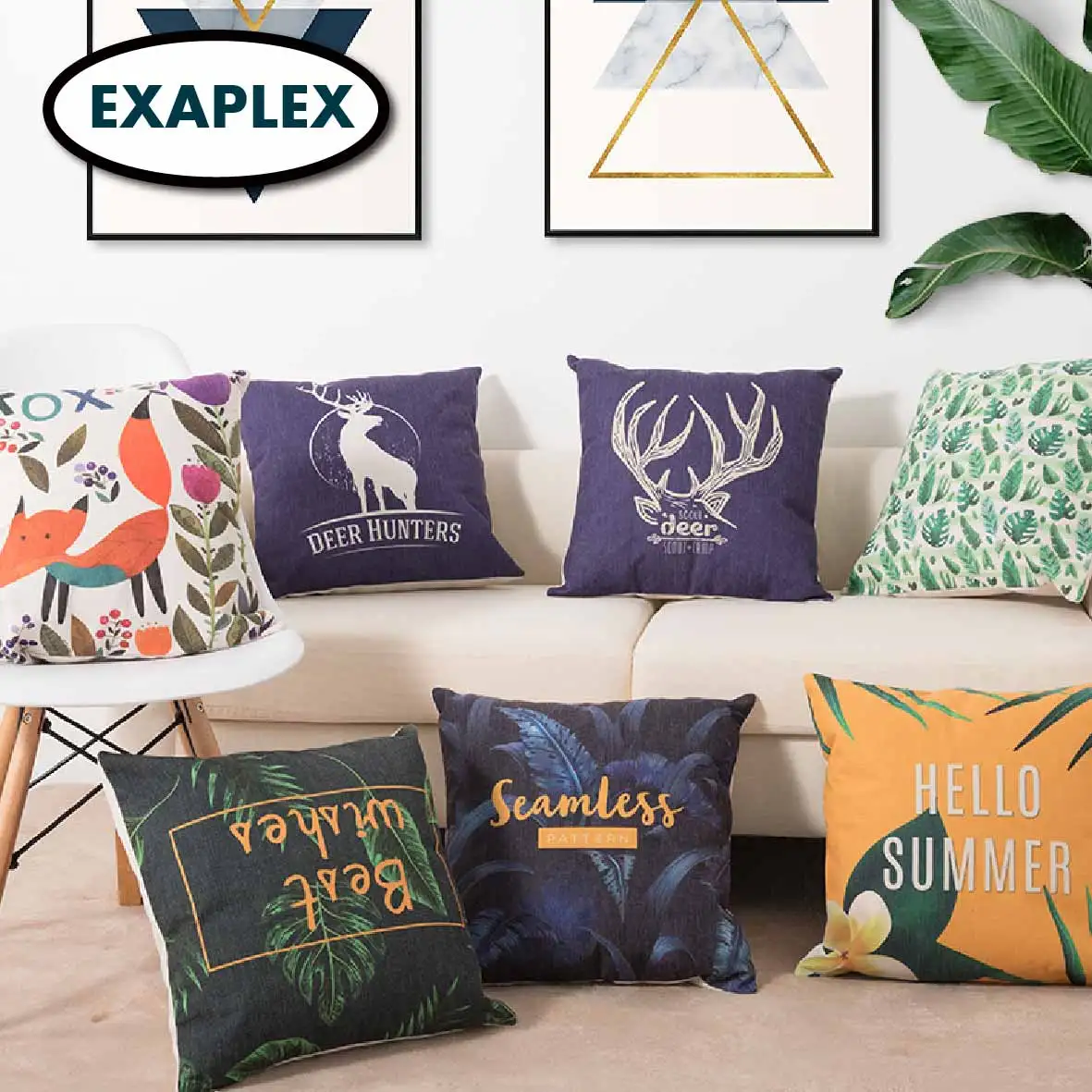 Наволочка из хлопка и льна с изображением оленя двухсторонняя наволочка