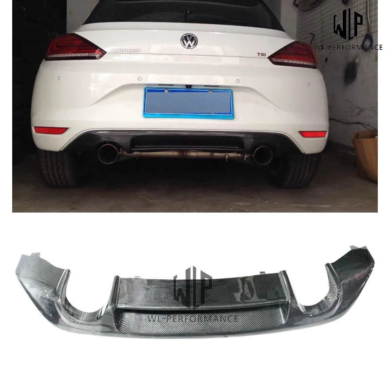 

VW High Quality Carbon Fiber Rear Bumper Lip Diffuser Single Out Car Styling For Volkswagen Scirocco 1.4 T Car Body Kit 2015-UP
