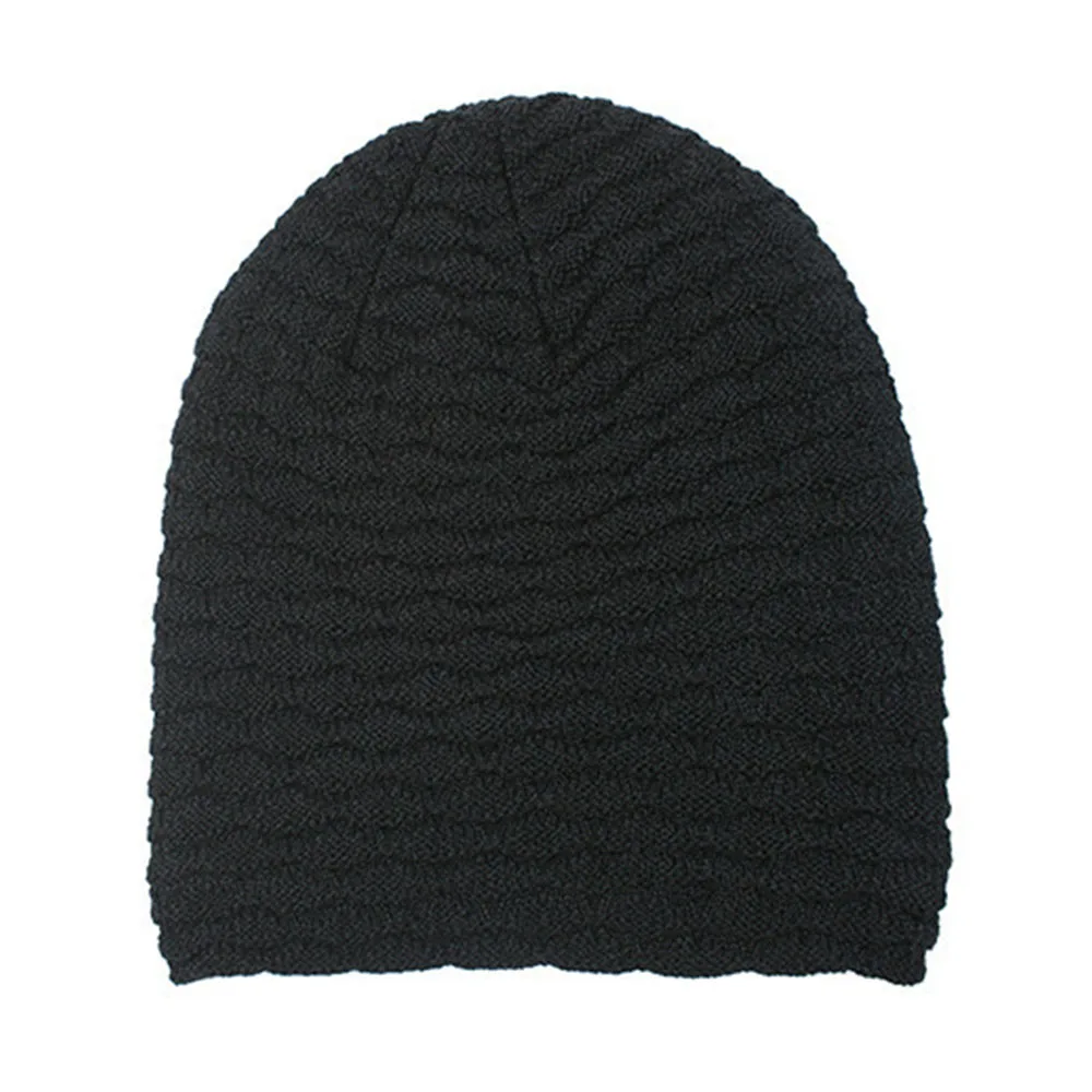 Вязаная Шерстяная Шапка мужская зимняя шапка полосатый узор теплые шапочки