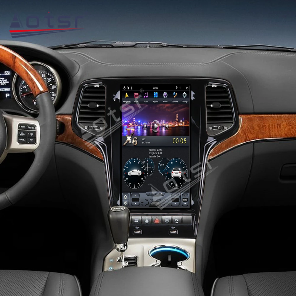 Автомобильный GPS-навигатор с экраном Tesla 128 ГБ для JEEP Grand Cherokee 2010-2019 Android