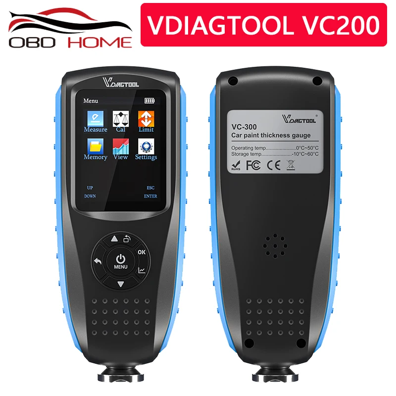 

VDIAGTOOL VC300 Measure Car Paint Tool Coating Thickness Gauge 0-1500 Backlight VC200 Car Paint Film Thickness Tester FE/NFE