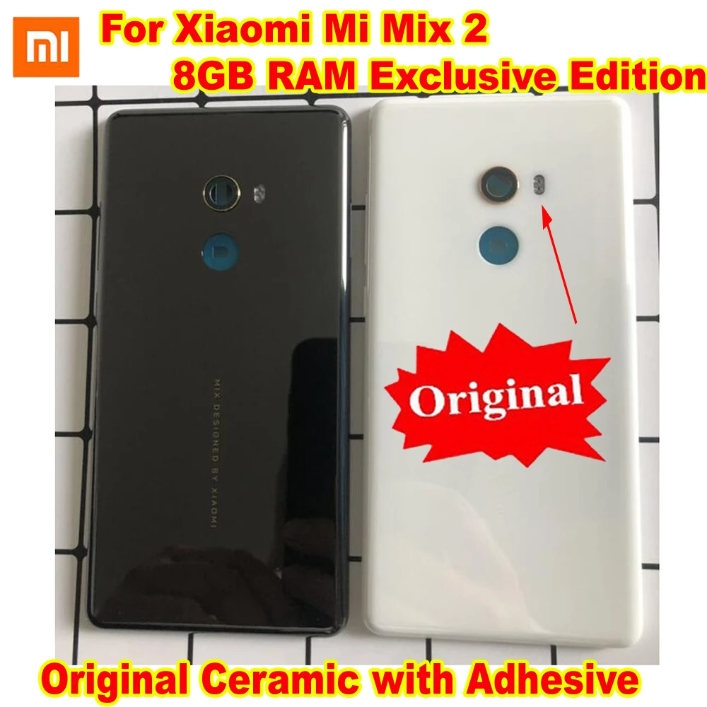 

100% оригинальная новинка для Xiaomi Mix 2 Mi Mix2 Pro 8 ГБ ОЗУ задняя крышка батарейного отсека керамическая крышка задняя крышка с клейкой лентой