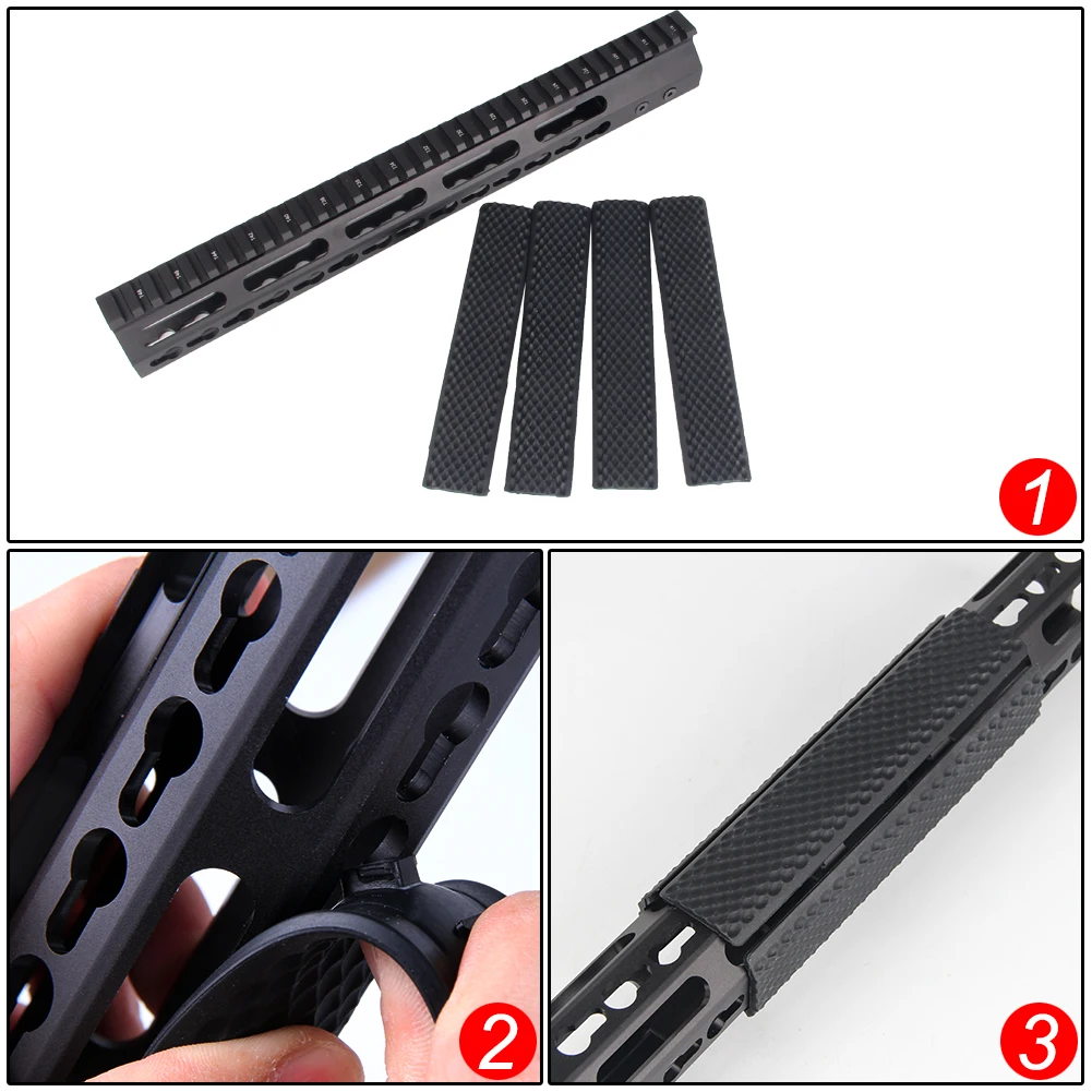 

KeyMod Handguard Rail Covers Soft Rubber Hand Guard Protector Cover Anti-skip Tactical Guad Rail Panel Hunting Airsoft Accessory