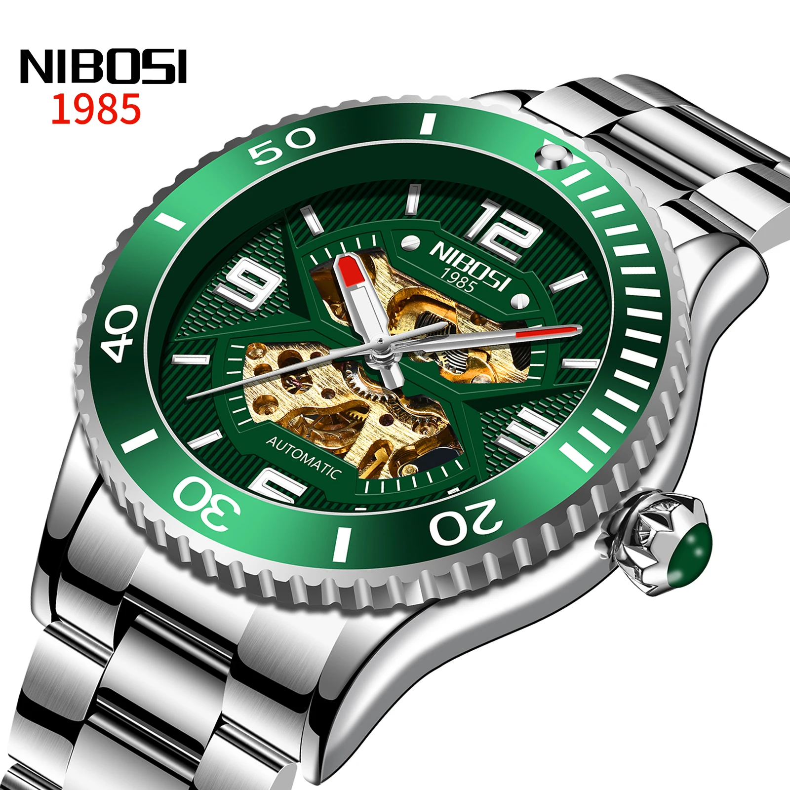 NIBOSI 2021 New Mens Watches Fashion Top Brand Luxury Business Automatic Mechanical Watch Men Casual Waterproof Watch