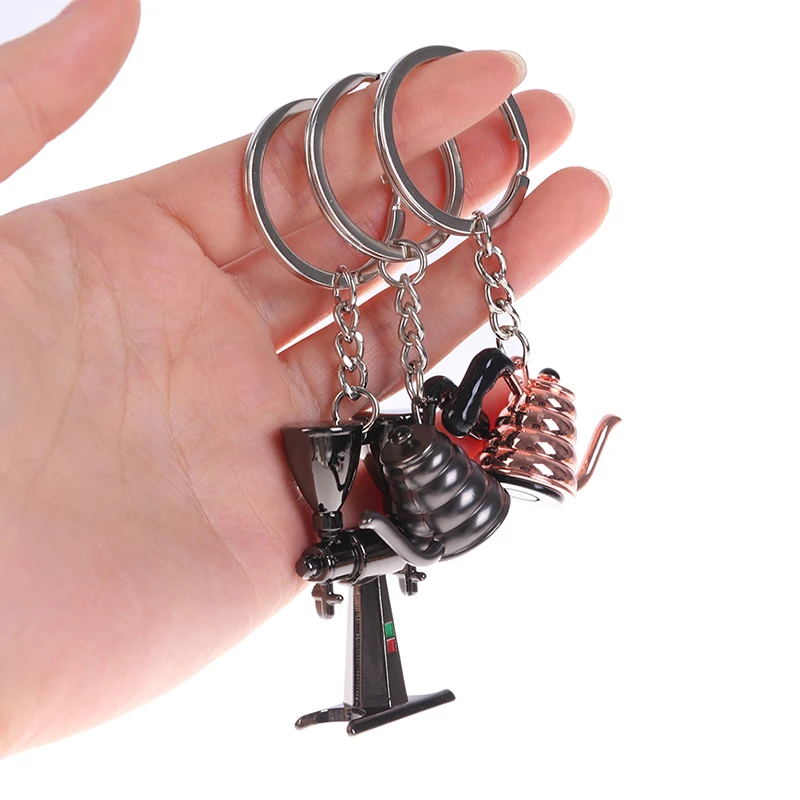 Best Gift Keychain Coffee Tools Key Chain Simulation Coffee Machine Key Ring Wholesale