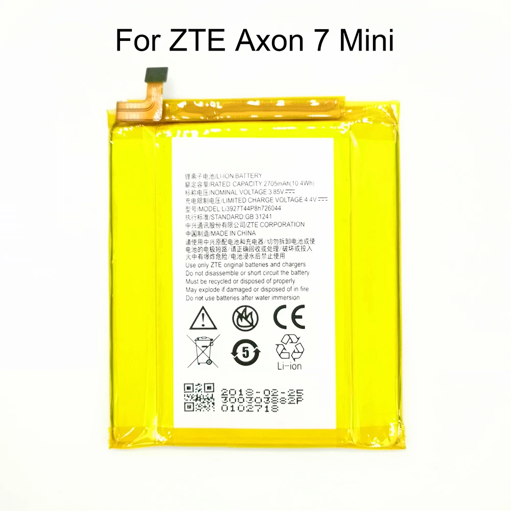 

Оригинальный аккумулятор для телефона 2705 мАч 3,85 В Li3927T44P8H726044 для смартфона ZTE Axon 7 Mini B2017 B2017G 5,2 дюйма