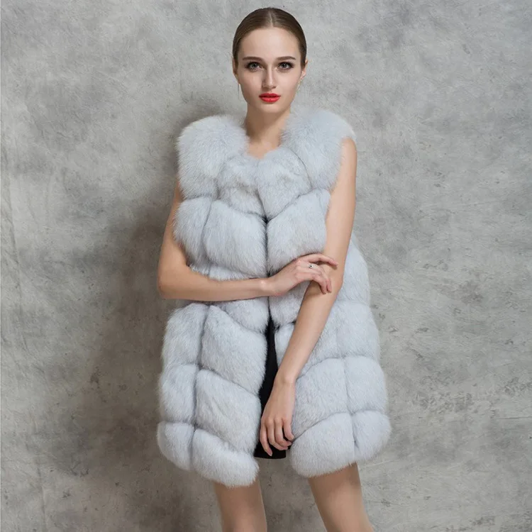 

Faux Sliver Fox Fur Vest Women Fur Coat Winter Woman Warm Faux Fur Coat