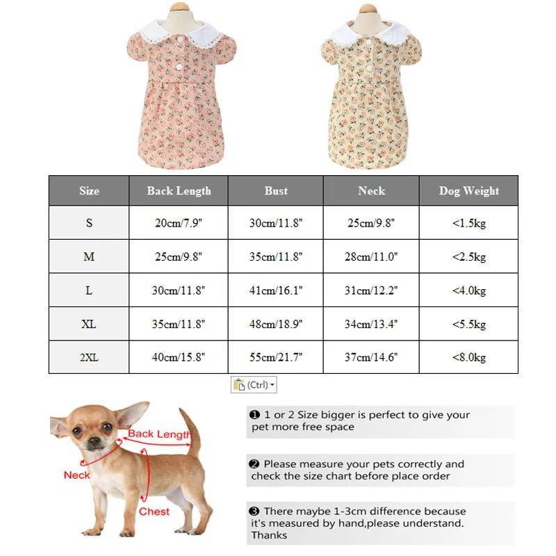 

Summer Pet Dog Dress Cute Printing Pet Dresses for Dogs Cats Kitten Skirt Chihuahua Teddy Small Dog Clothes Ropa Para Pereo