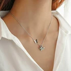 Ожерелье женское из нержавеющей стали, с двойной бабочкой