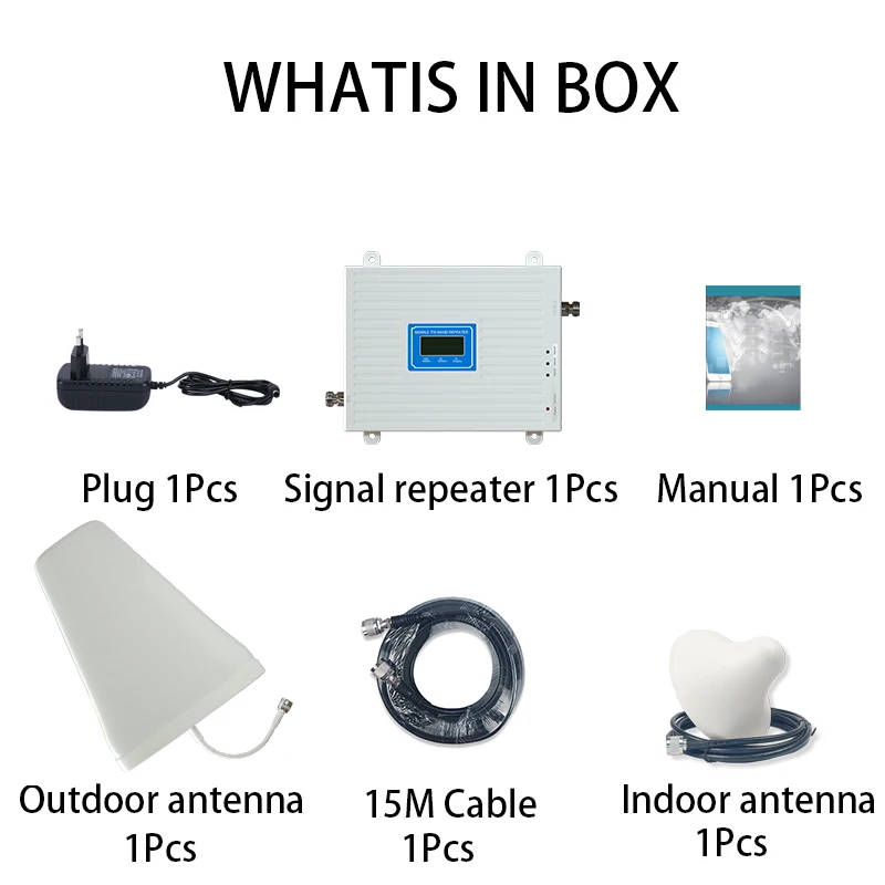 

GSM 2G 3G 4G Cell Phone Booster Band1/8/7 Tri Band Mobile Signal Amplifier LTE Cellular Repeater GSM DCS WCDMA 900 2100 2600 Set