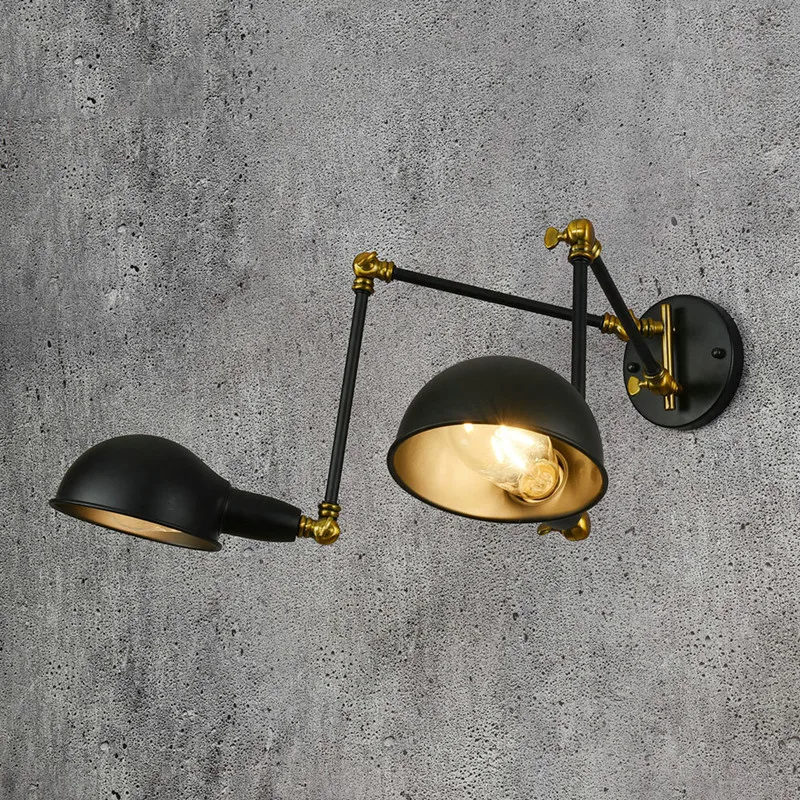 

Swing Arm Wall lamp Black Gold Color Retro Loft Industrial Wall lamp For Living room corridor Bedroom RH jielde lamp