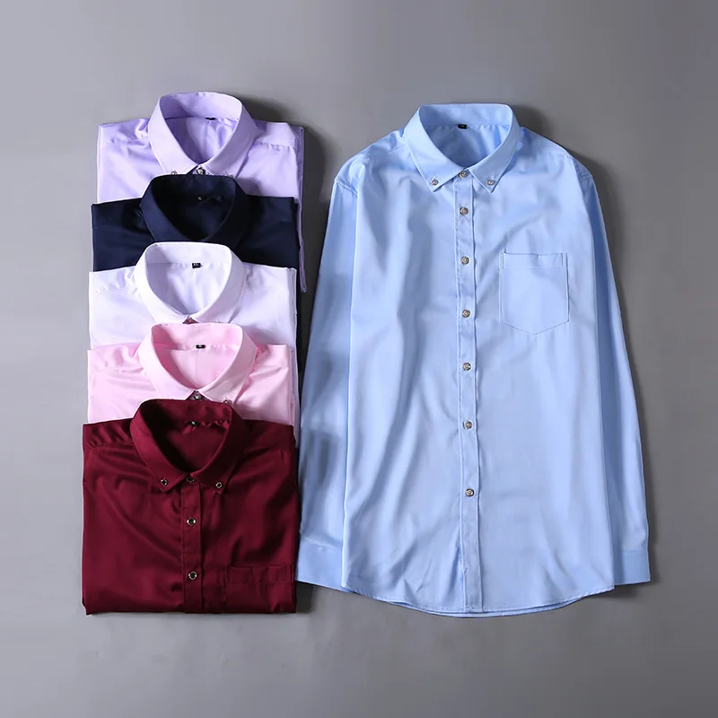 Мужская приталенная рубашка с длинным рукавом белая однотонная деловая