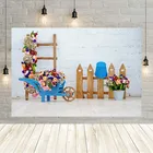 Фон для фотосъемки Avezano с изображением кирпичной стены и цветов, деревянного пола, забора, для студийной съемки новорожденных