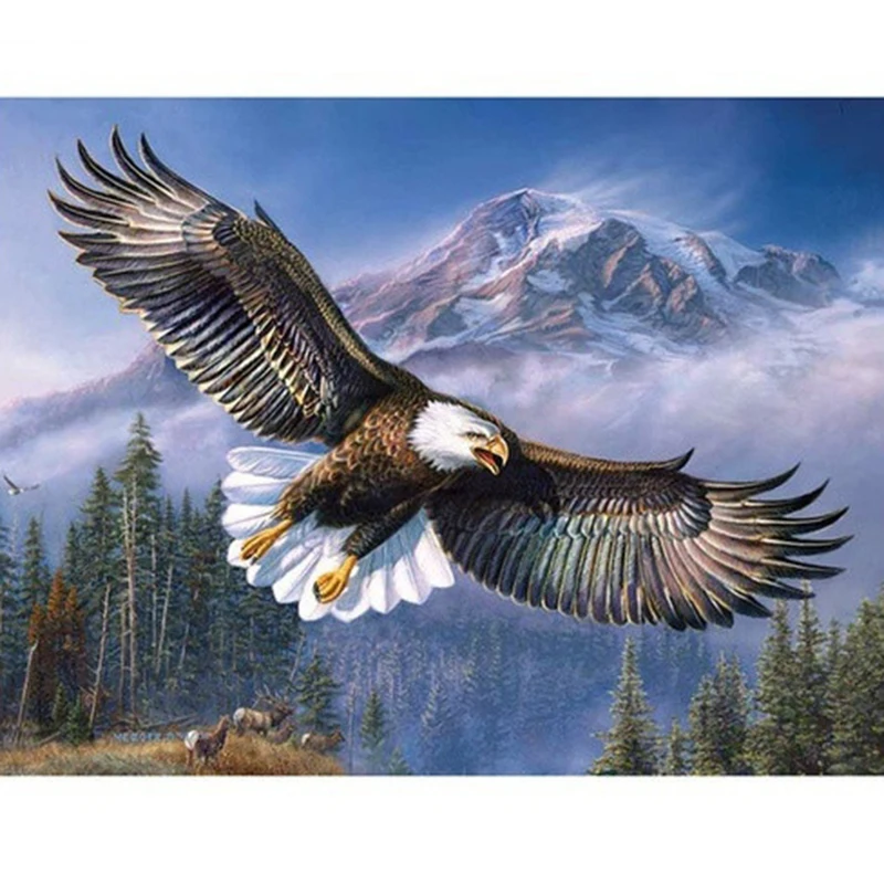 

DIY 5D Diamond Painting Cross Stitch Full Round Drill Flying Eagle Diamond Embroidery Rhinestones Paintings Wall Art Home Decor