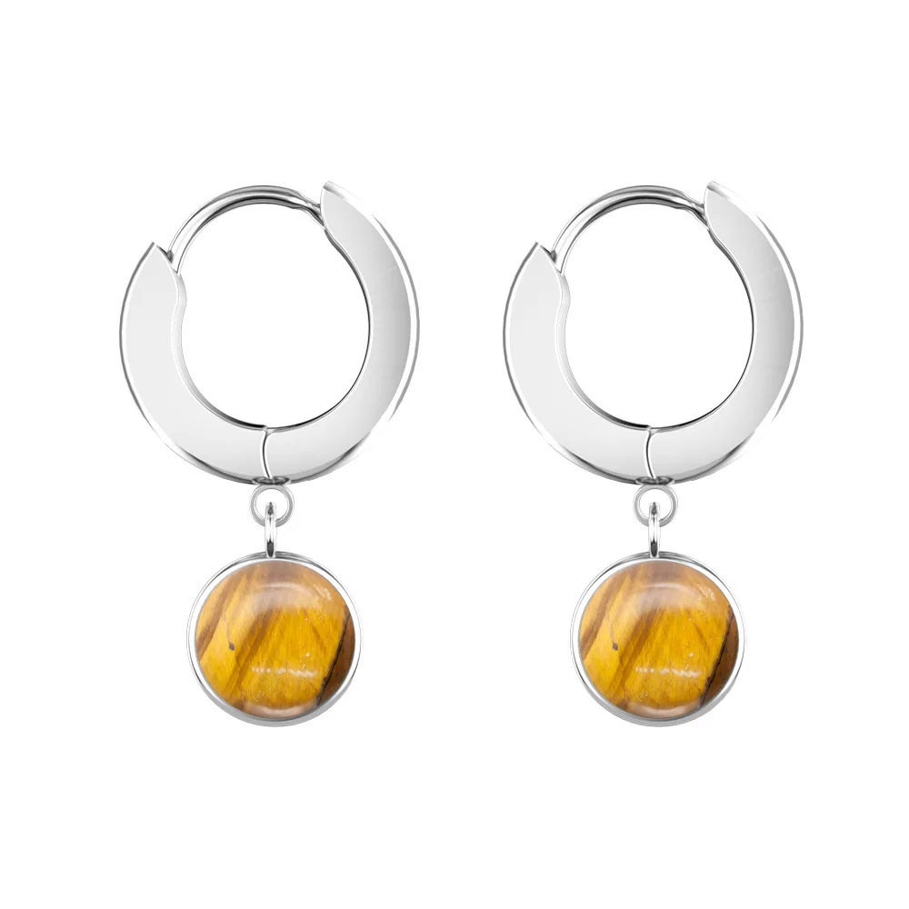 Серьги из нержавеющей стали ASHMITIA Винтажные висячие с камнем для мужчин женщин и