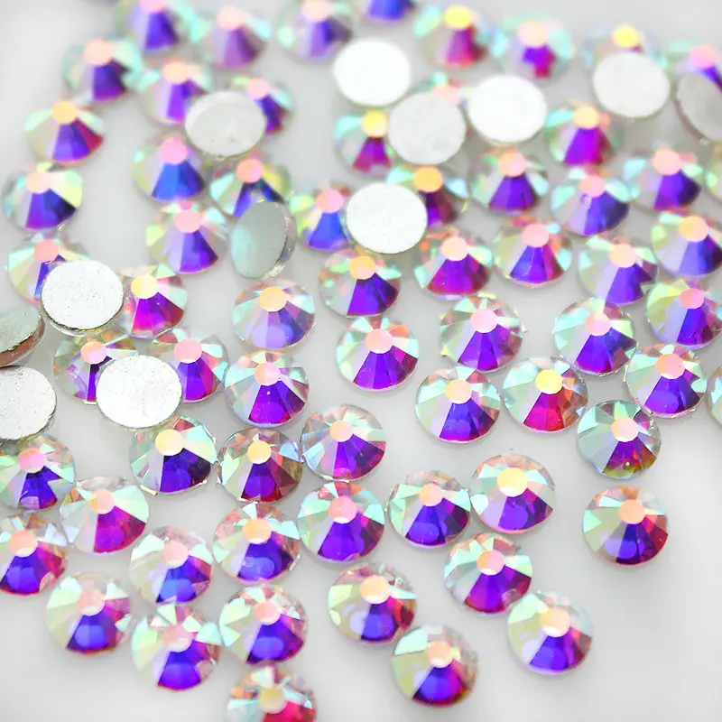 Стразы горячей фиксации 2 мм-6 мм стеклянные прозрачные кристаллы AB цвета горячая