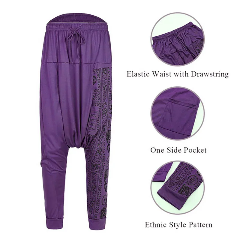 

Cotton Harem Pants Men Solid Elastic Waist Streetwear Joggers 2020 New Baggy Drop-crotch Pants Casual Trousers Men Dropshipping