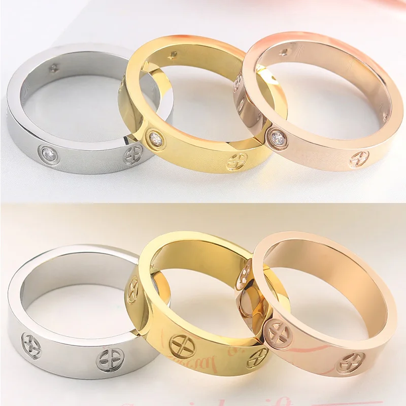 Модные циркониевые парные кольца с камнями и крестообразным винтом для женщин