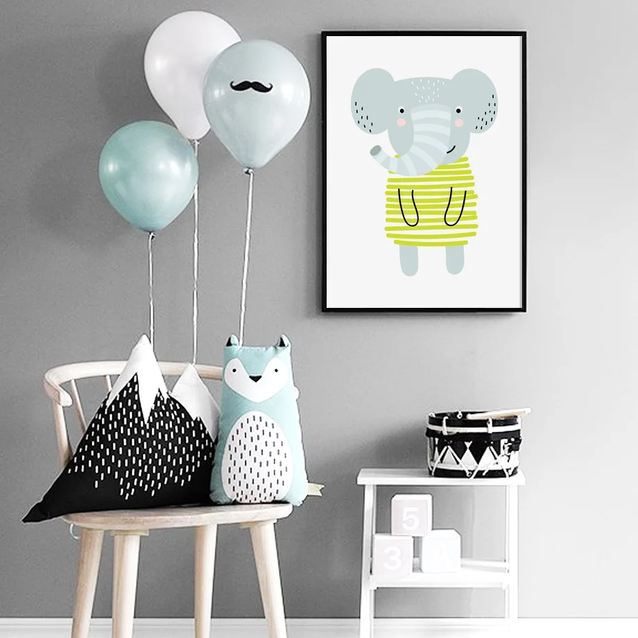 Llama Fox Giraffe Hedgehog Elephant Wall Art Canvas Painting Nordic Posters And Prints Animal Pictures Baby Kids Room Decor | Дом и сад