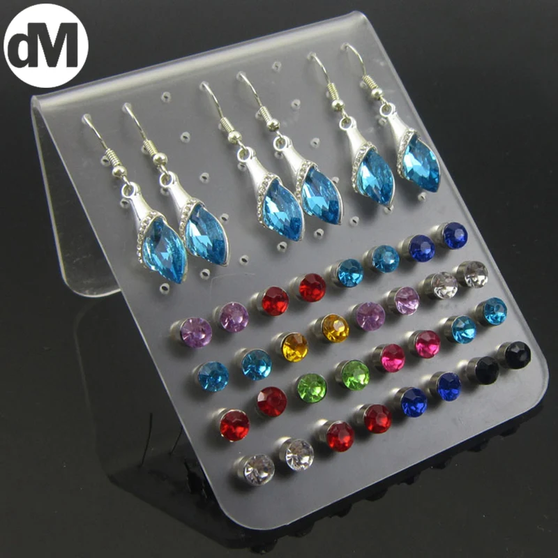 

DM 1-2pcs/Set White Transparent Acrylic Frame Jewelry Stand Pin Type Earrings Shelf Earrings Display Board Desktop Storage Home