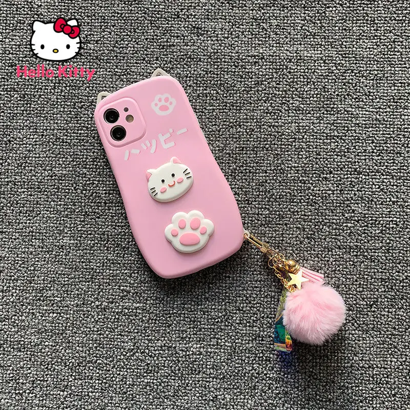 

Hello Kitty three dimensional cute pendant cat phone case for iPhone12 12Pro 12Promax 11 11Pro 11Promax Mini X XS 7 8 Plus Cover