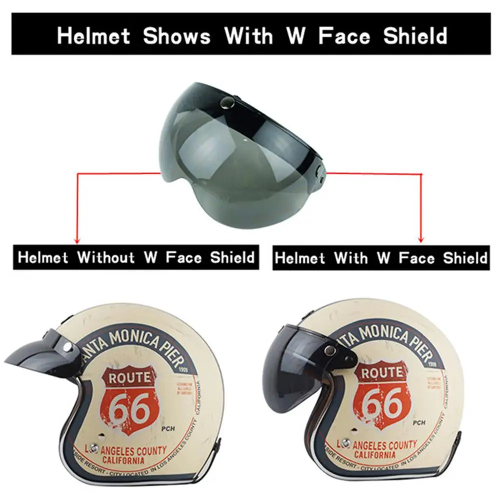 

3 snap vintage MOTORCYCLE helmet visor shield 3/4 open face retro HELMET VISOR TINTED sunny SHIELD for casco moto helmet