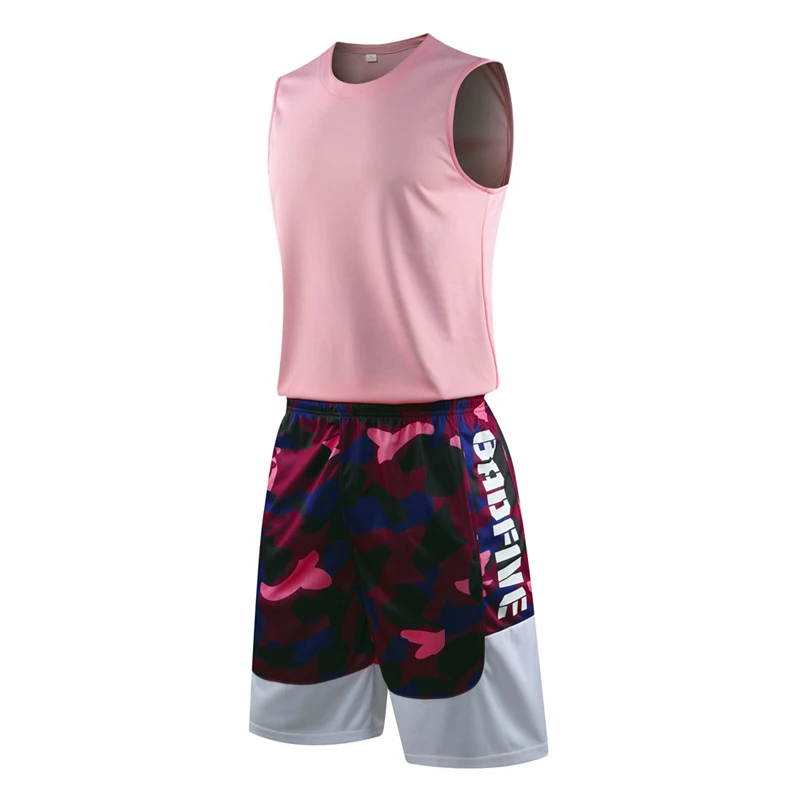 1090 pink set Для мужчин wo Для мужчин возврат баскетбольная футболка Джерси комплект пустой баскетбол в колледже форменная одежда спортивный костюм добавьте Номер Название характеристики ковриков с печатью под заказ - Цвет: 1090 pink set