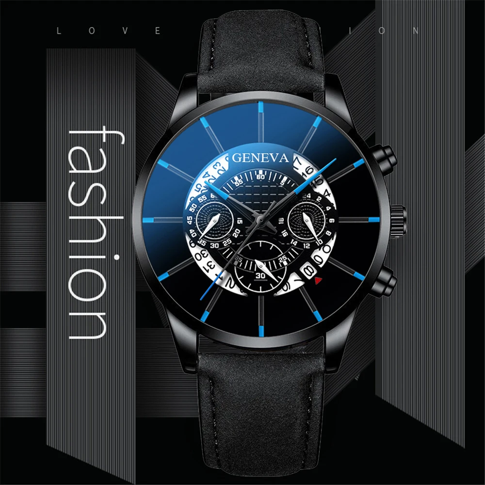 2019Reloj Hombre Luxury Men's Watch Fashion Business Calendar Stainless Steel leather Belt Analog Quartz Casual mens clock | Наручные