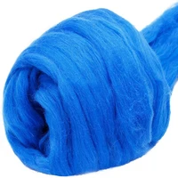 lmdz 100g blue soft hand spinning woolen 100 pure wool fiber dyed wool for needle felting diy materials