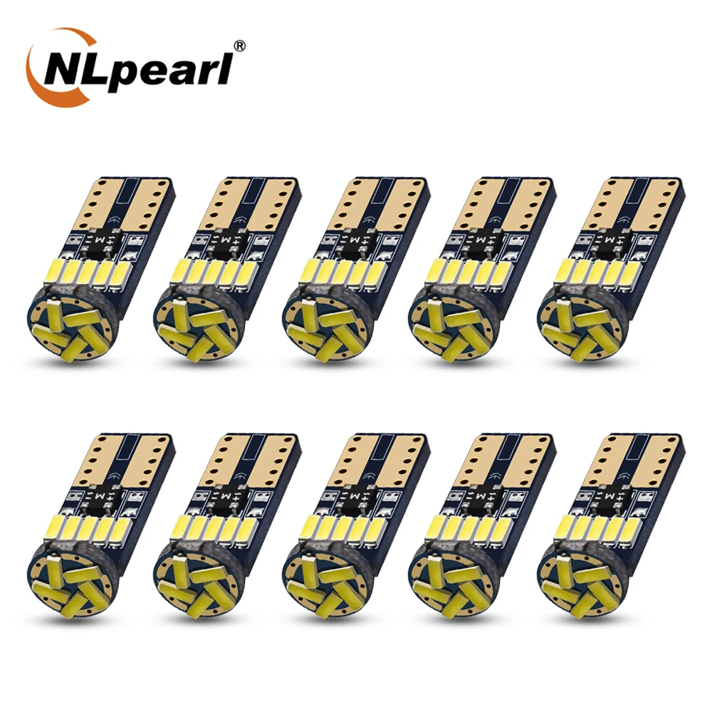 

NLpearl 10Pcs Led W5W Canbus Signal Lamp T10 Led 168 194 Bulbs 4014SMD Clearance Lights Reading Lights Interior Lights 12V White