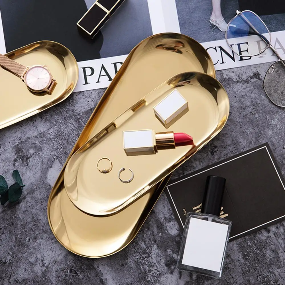 

Jewelry Gold Organizer Tray Cosmetic Decorative Dish for Vanity Living Room Bathroom Bedroom Tray