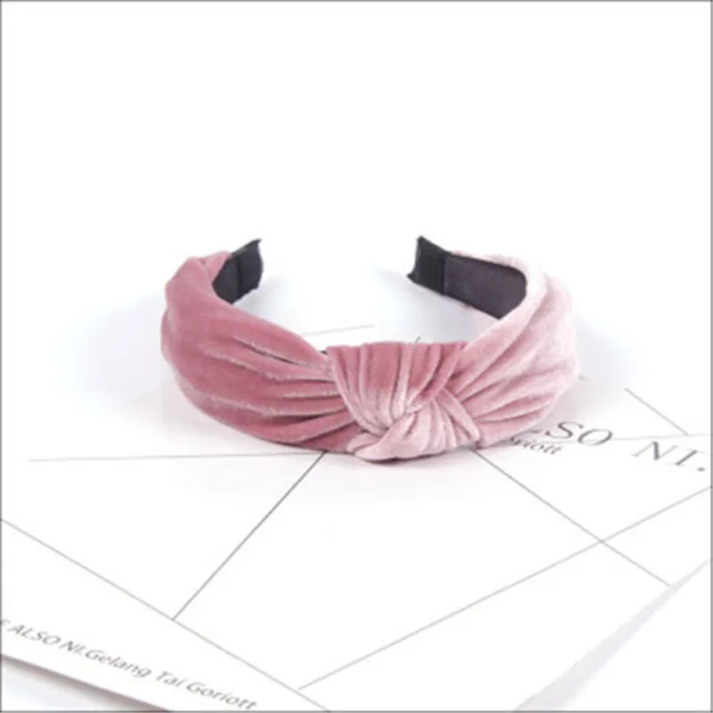 Осенне зимние новые бархатные повязки для волос с узлом широкая лента тканевая